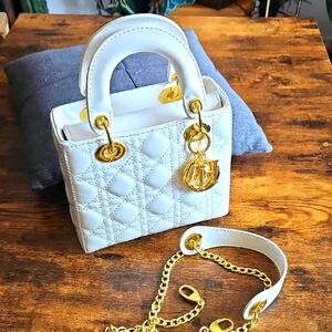 DIOR Lady Dior White Handbag with Chain Strap